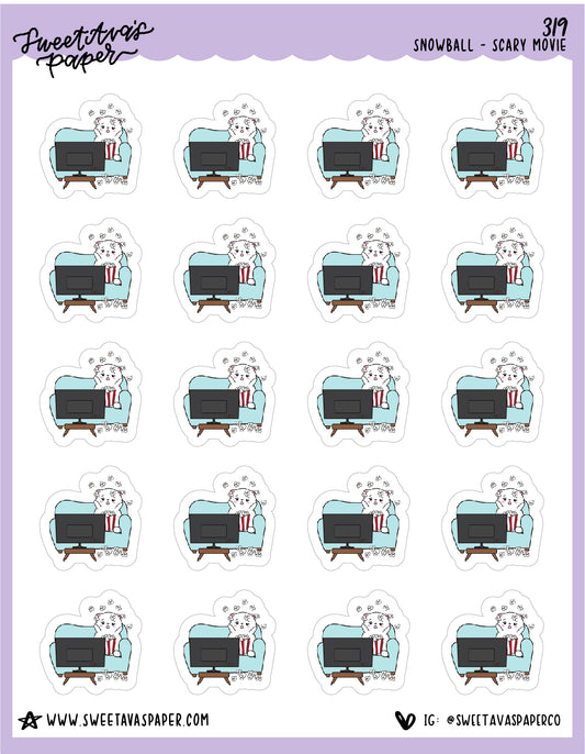 Scary Movie Planner Stickers - Snowball The Cat - [319]