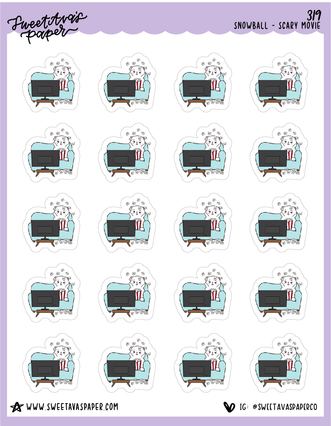 Scary Movie Planner Stickers - Snowball The Cat - [319]
