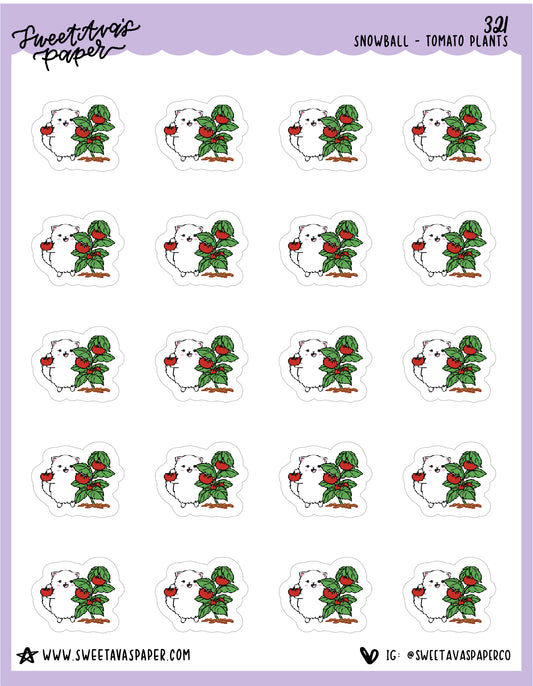 ICON SIZE - Tomato Plants Planner Stickers - Snowball The Cat - [321]