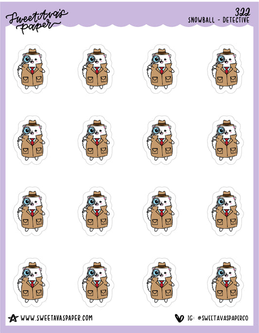 ICON SIZE - True Crime Planner Stickers - Snowball The Cat - [322]