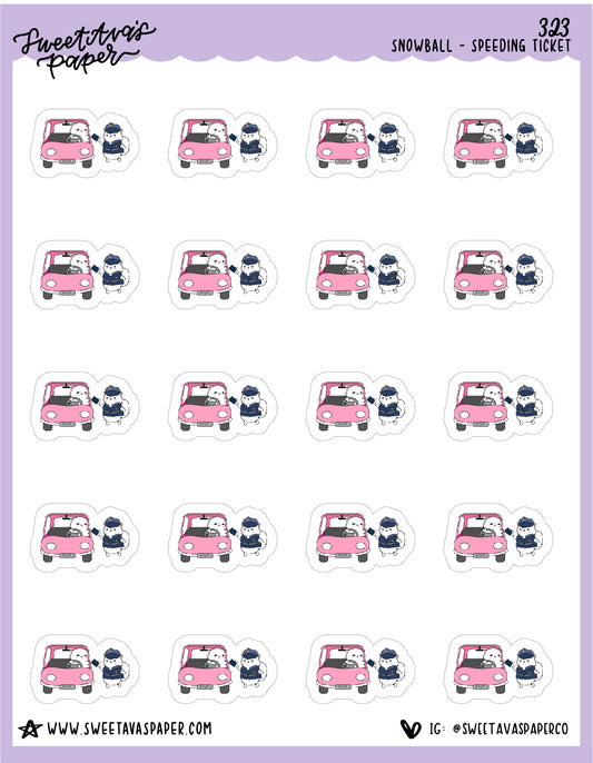 ICON SIZE - Speeding Ticket Planner Stickers - Snowball The Cat - [323]