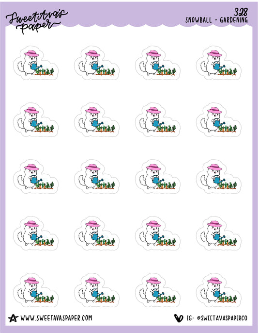 ICON SIZE - Water The Plants Planner Stickers - Snowball The Cat - [328]