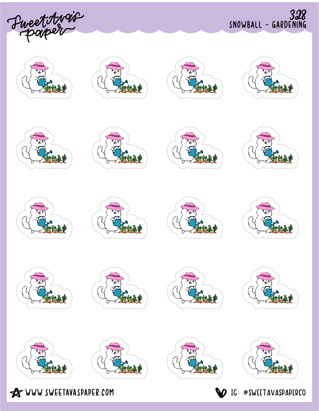 ICON SIZE - Water The Plants Planner Stickers - Snowball The Cat - [328]