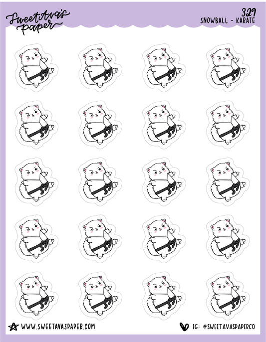 Karate Planner Stickers - Snowball The Cat - [329]