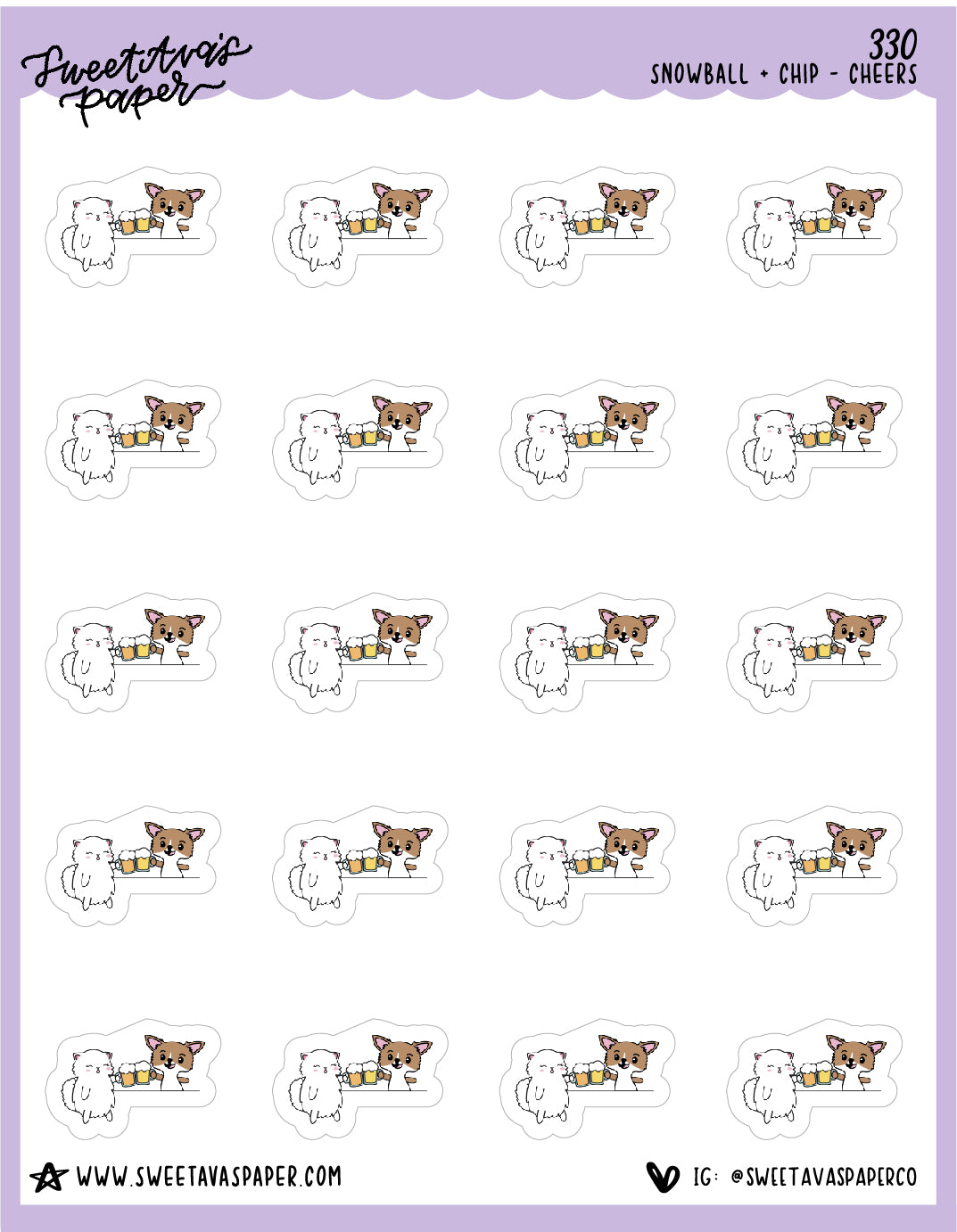 ICON SIZE - Happy Hour Drinks Planner Stickers - Snowball The Cat - [330]