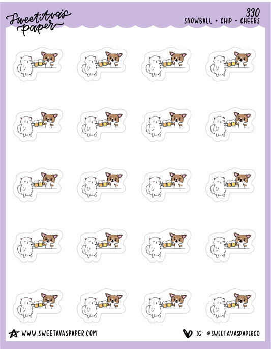 ICON SIZE - Happy Hour Drinks Planner Stickers - Snowball The Cat - [330]