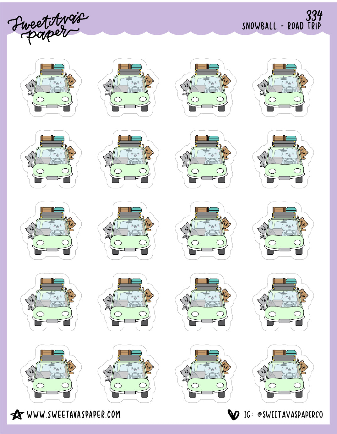 Road Trip Planner Stickers - Snowball The Cat - [334]