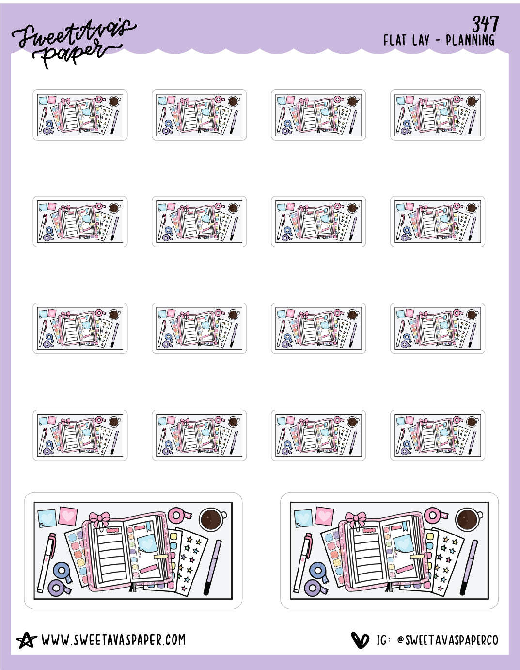 ICON SIZE - Hobonichi Flat Lay Planner Stickers - [347]