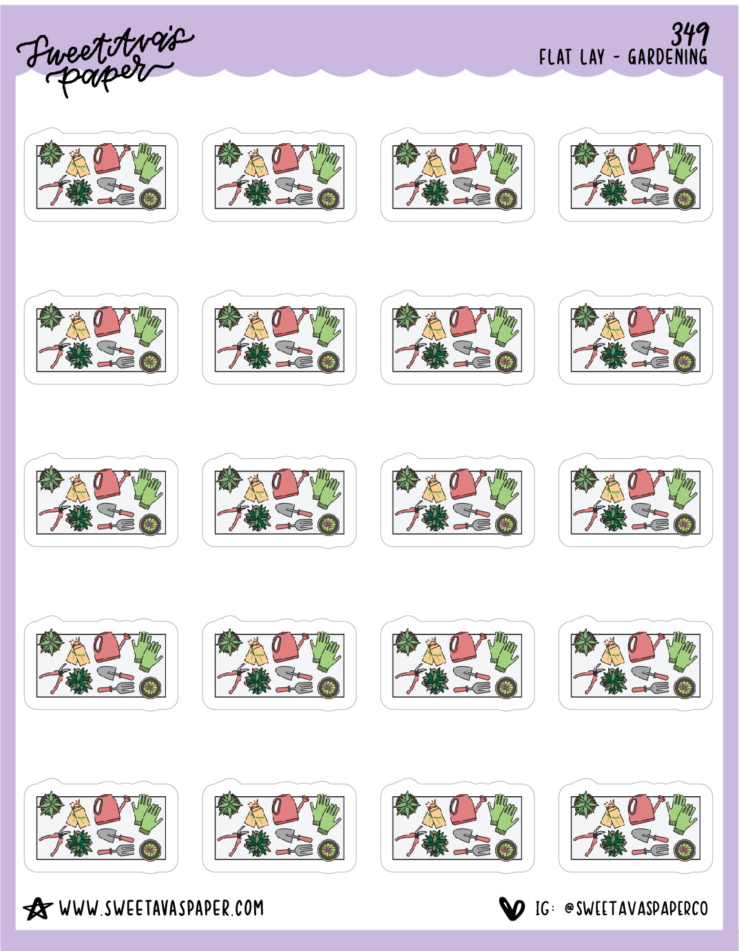 ICON SIZE - Garden Flat Lay Planner Stickers - [349]