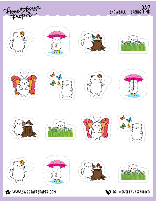 ICON SIZE - Spring Mix Planner Stickers - Snowball The Cat - [354]