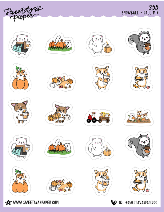Fall Mix Planner Stickers - Snowball The Cat - [355]