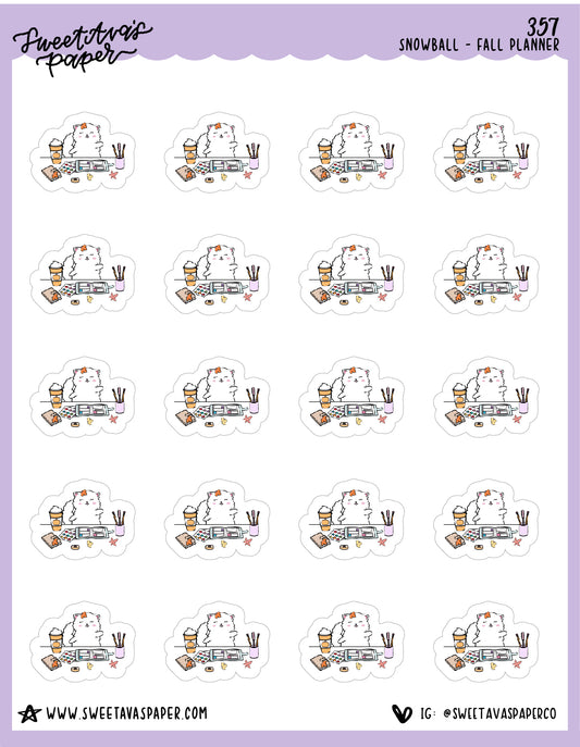 ICON SIZE - Fall Planning Planner Stickers - Snowball The Cat - [357]