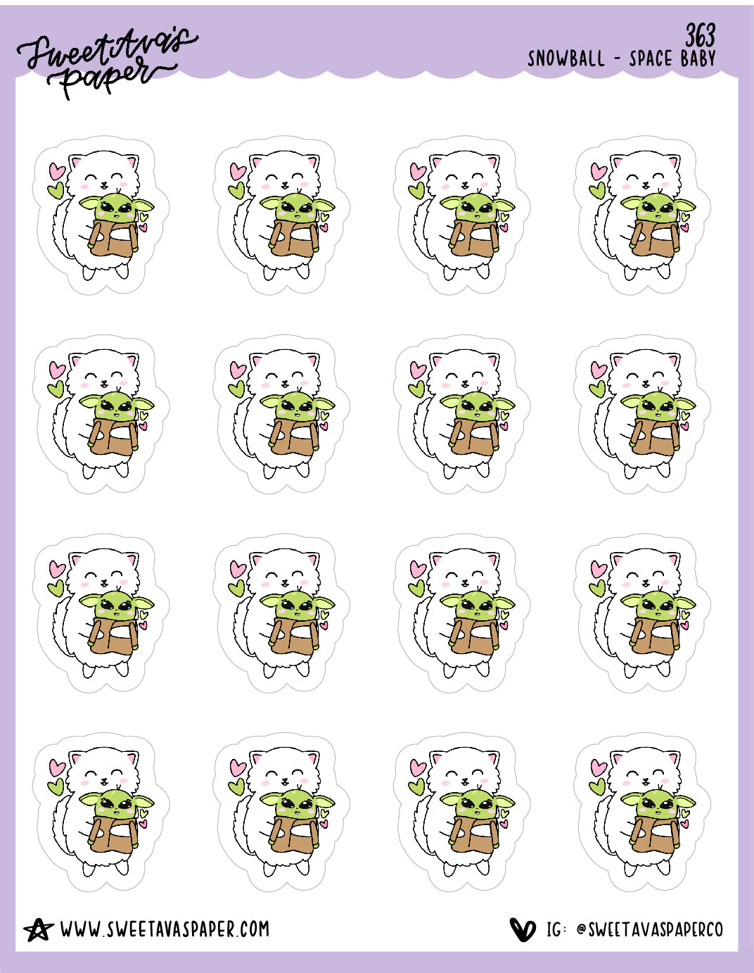 Space Baby Planner Stickers - Snowball The Cat - [363]
