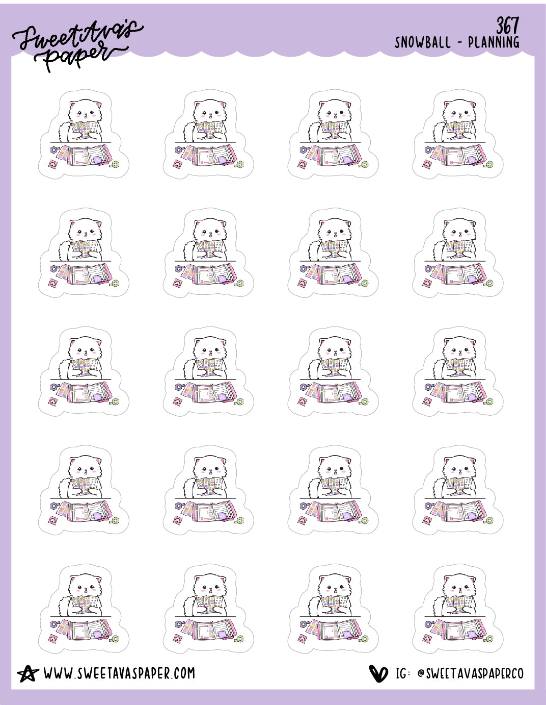 ICON SIZE - Planning with Stickers Planner Stickers - Snowball The Cat - [367]
