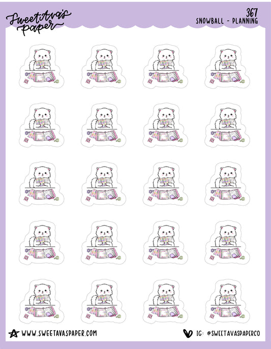 ICON SIZE - Planning with Stickers Planner Stickers - Snowball The Cat - [367]