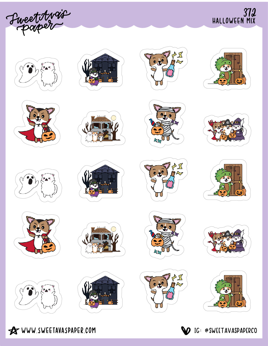 Halloween Mix Planner Stickers - Snowball The Cat [372]