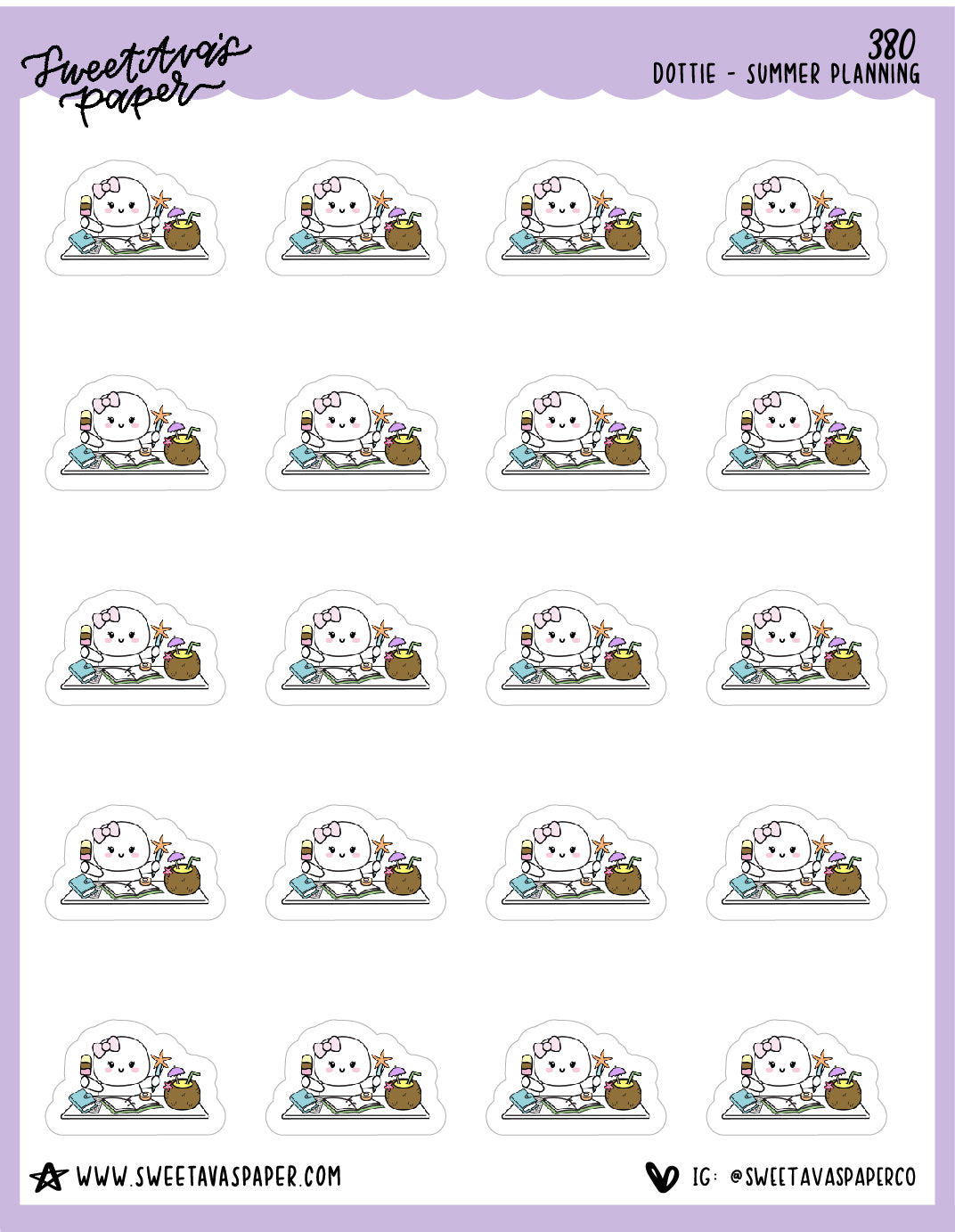 ICON SIZE - Summer Planning Planner Stickers - Dottie The Sugar Bug [380]