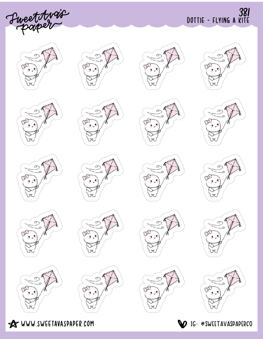 ICON SIZE - Kite Flying Planner Stickers - Dottie The Sugar Bug [381]