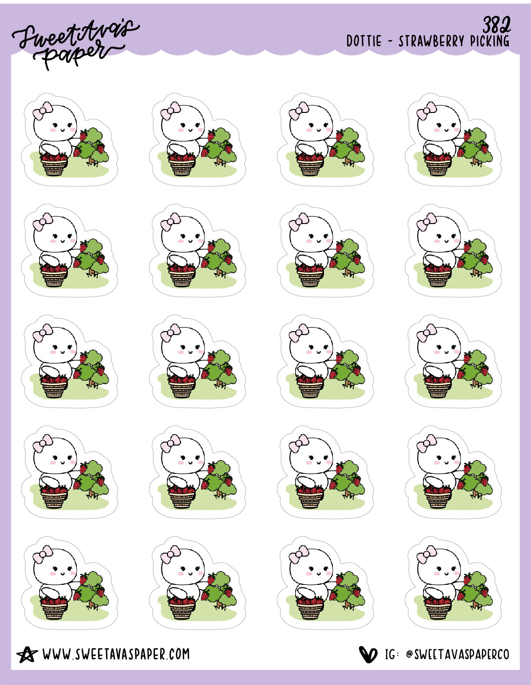 ICON SIZE - Strawberry Picking Planner Stickers - Dottie The Sugar Bug [382]