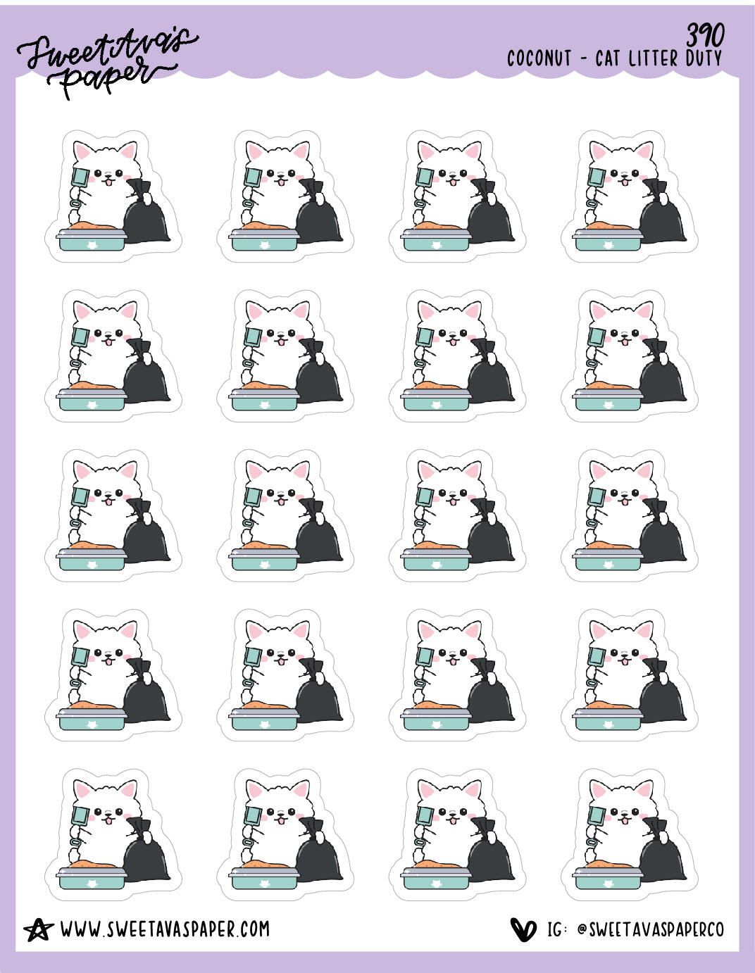 ICON SIZE - Litter Box Planner Stickers - Coconut the Puppy [390]