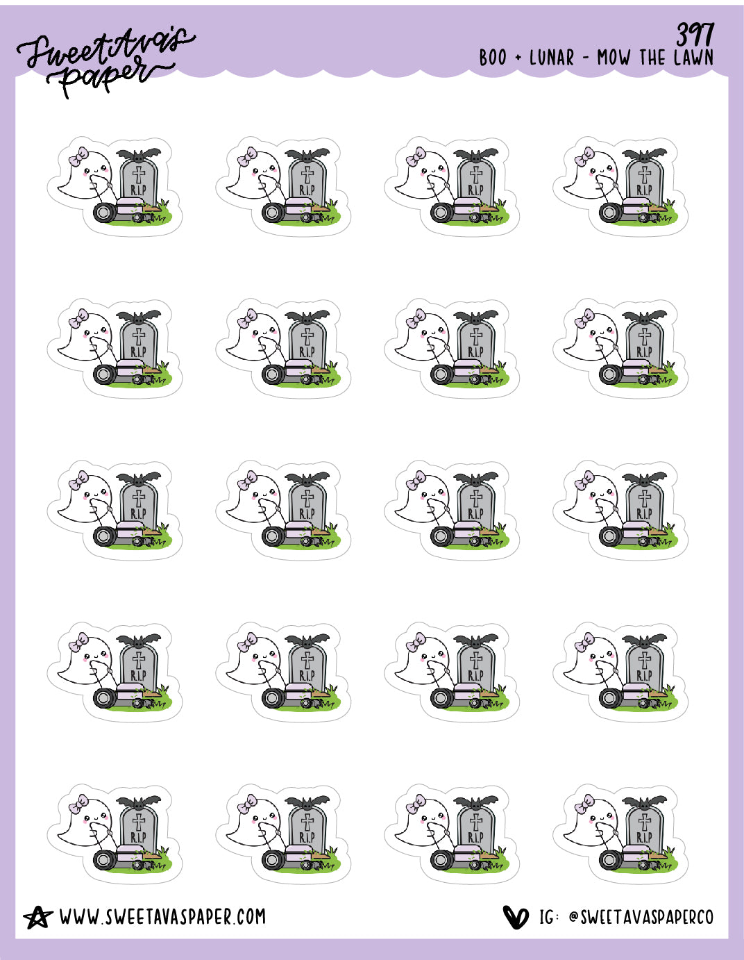 ICON SIZE - Mow the Lawn Planner Stickers - Boo and Lunar [397]