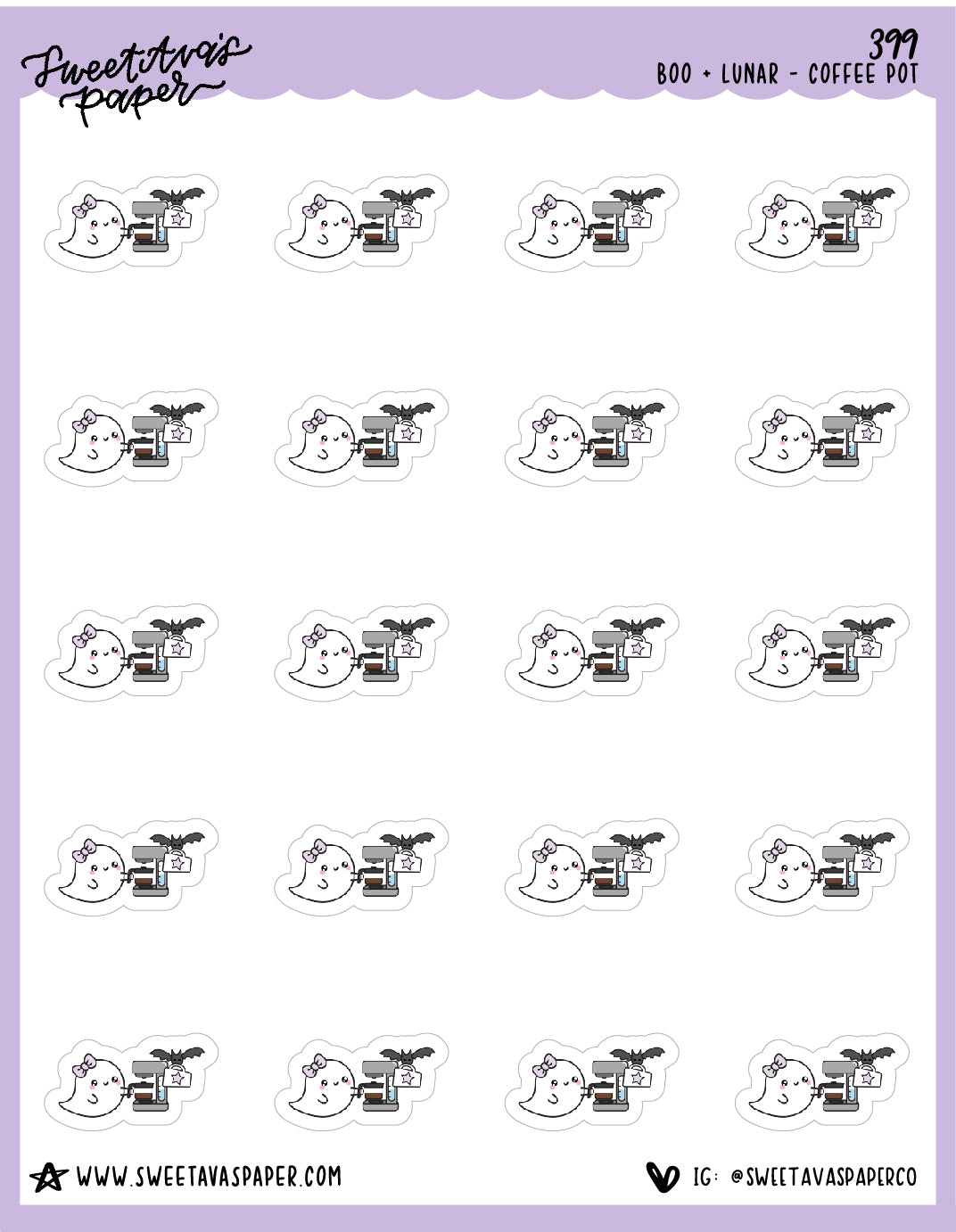 ICON SIZE - Coffee Pot Planner Stickers - Boo and Lunar [399]