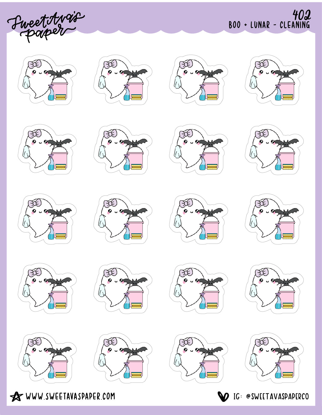 Cleaning Planner Stickers - Boo and Lunar [402]