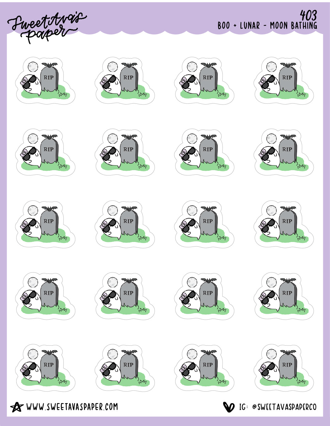 ICON SIZE - Moon Bathing Planner Stickers - Boo and Lunar [403]