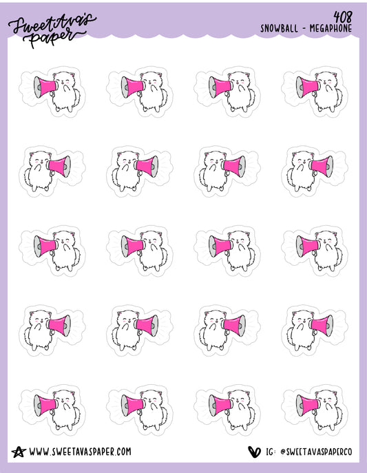 ICON SIZE - Megaphone Planner Stickers - Snowball The Cat - [408]