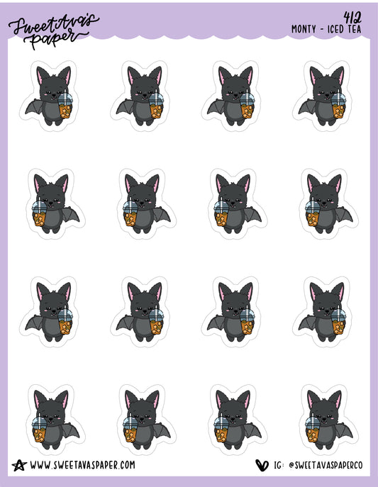 ICON SIZE - Iced Tea Planner Stickers - Monty The Bat - [412]