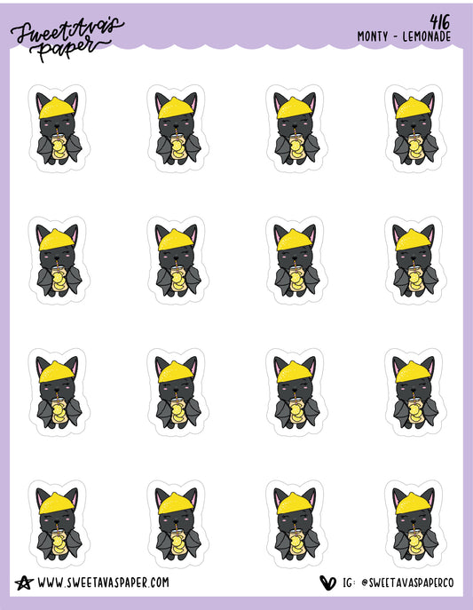 ICON SIZE - Lemonade Planner Stickers - Monty The Bat - [416]