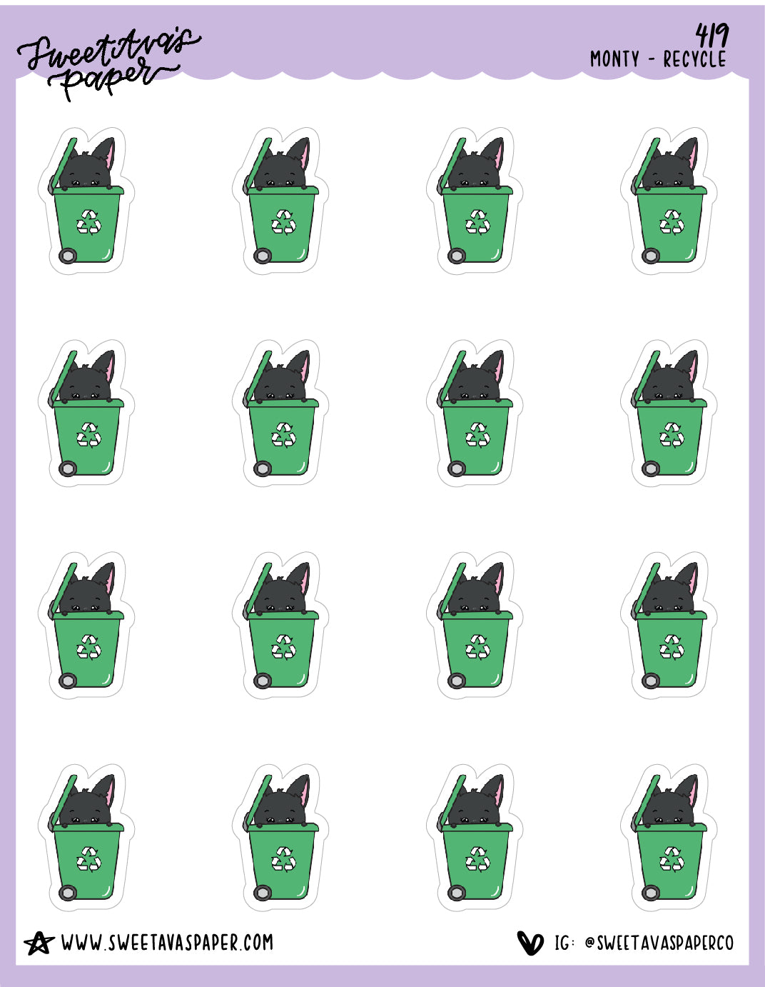 ICON SIZE - Recycle Planner Stickers - Monty The Bat - [419]