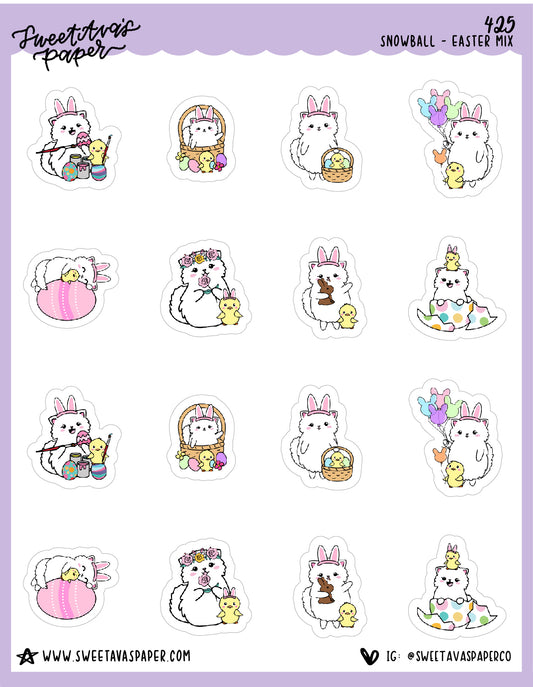 ICON SIZE - Easter Mix Planner Stickers - Snowball The Cat - [425]