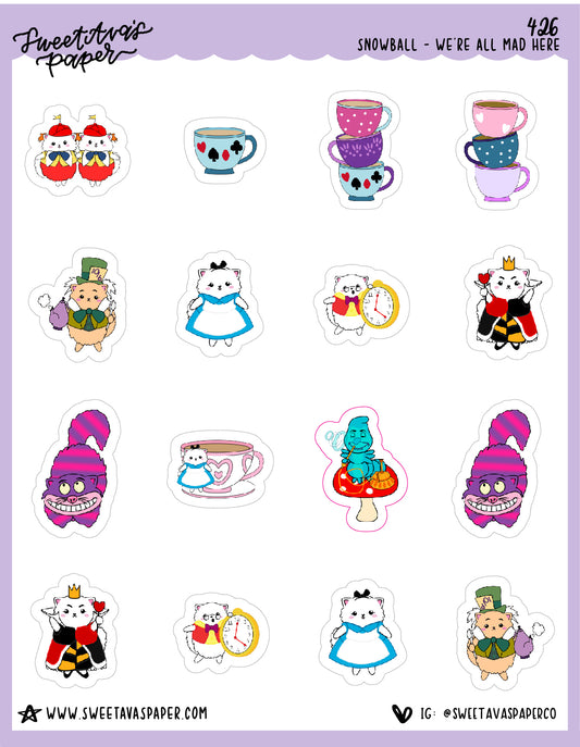 ICON SIZE - Snowball In Wonderland Planner Stickers - Snowball The Cat - [426]