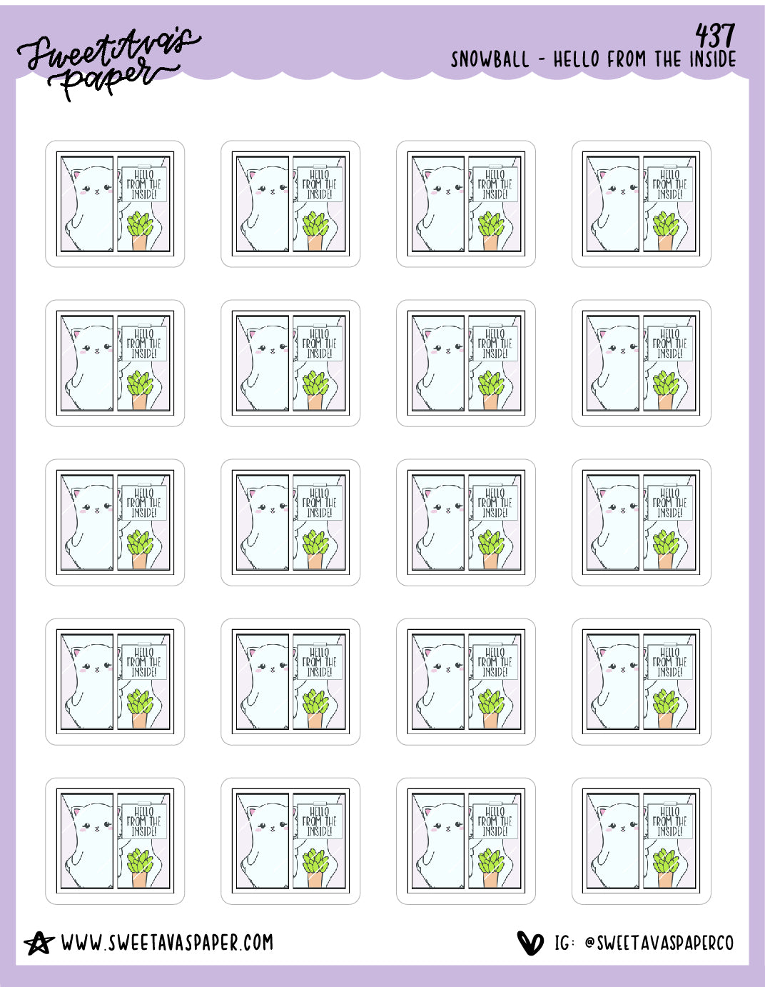 Hello From The Inside Planner Stickers - Snowball The Cat - [437]