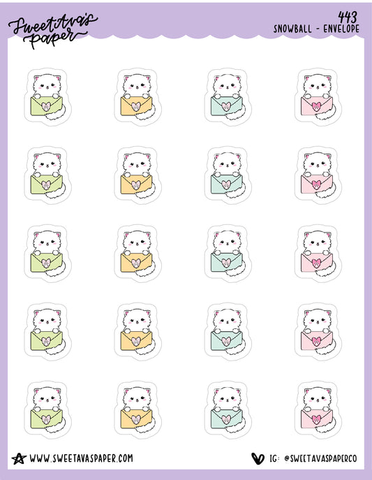 Envelope Letter Planner Stickers - Snowball The Cat - [443]