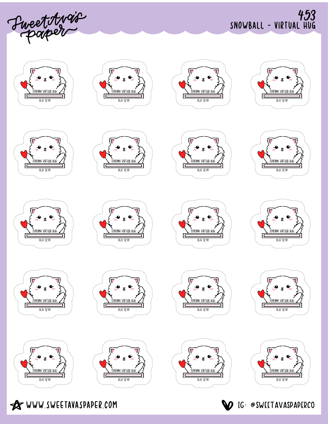 Sending Virtual Hug Planner Stickers - Snowball The Cat - [453]