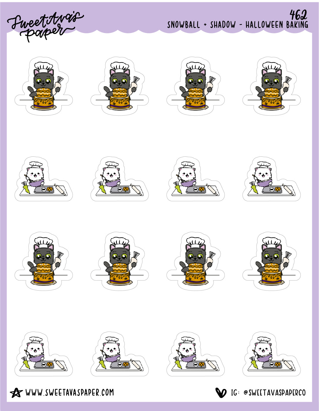 Halloween Baking Planner Stickers - Snowball The Cat - [462]