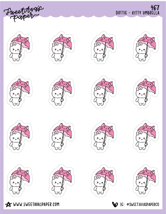 Kitty Umbrella Planner Stickers - Dottie The Sugar Bug - [467]