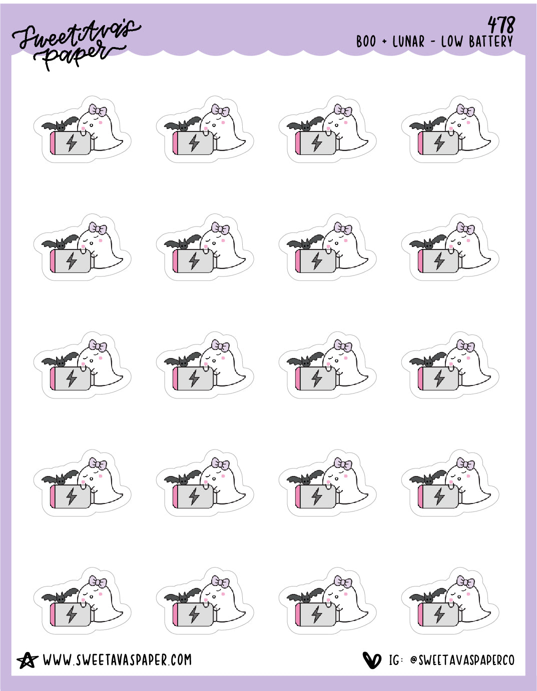 Low Battery Planner Stickers - Boo and Lunar [478]