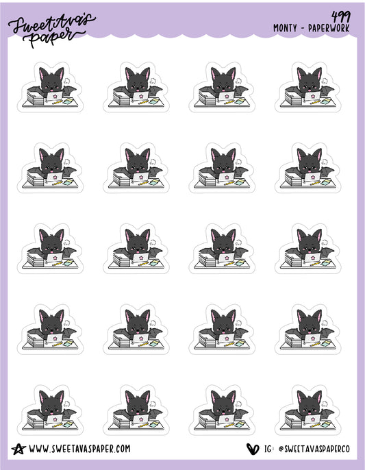 Lots Of Work / Study Planner Stickers - Monty The Bat - [499]