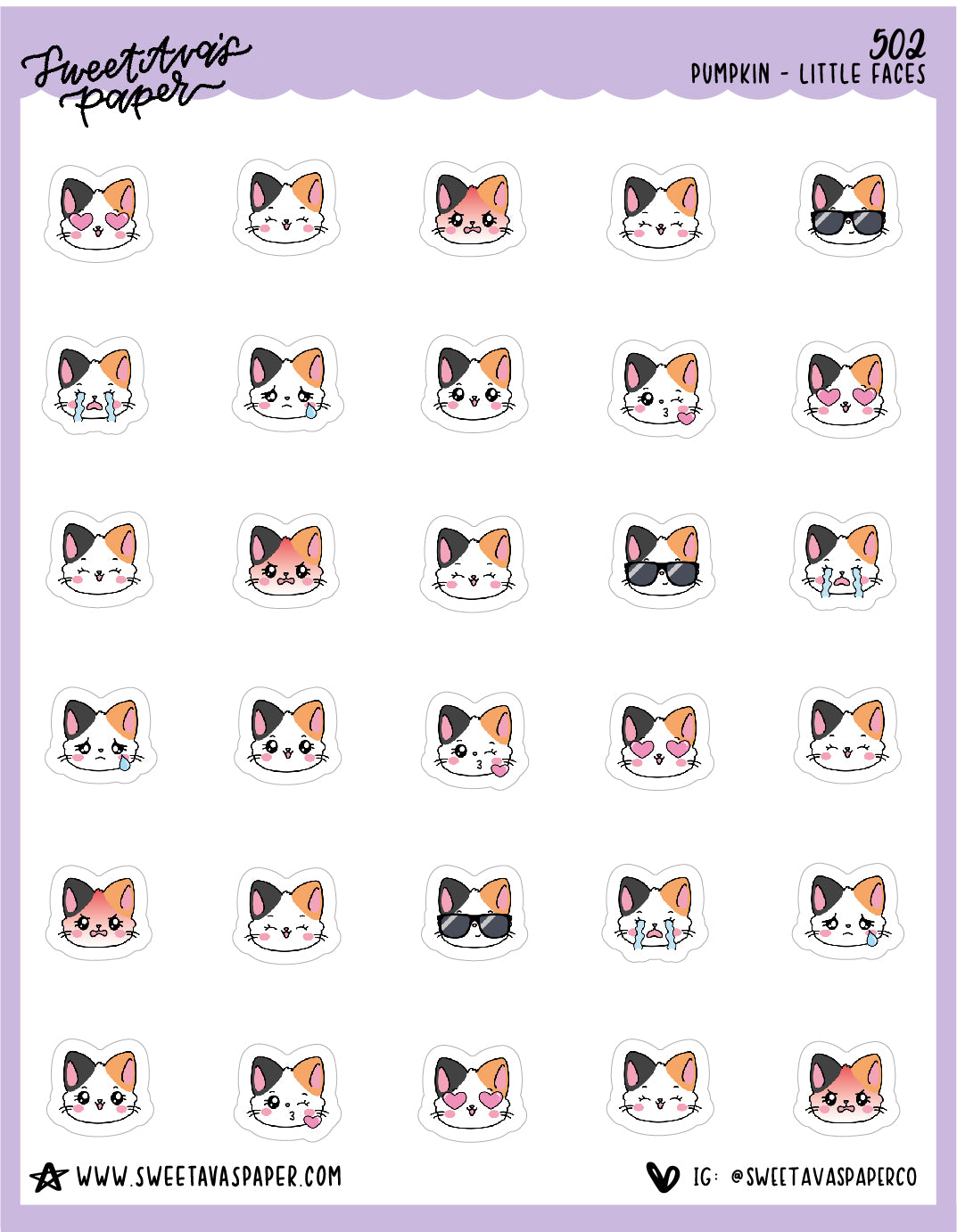 Cut Faces Planner Stickers - Pumpkin The Cat - [502]