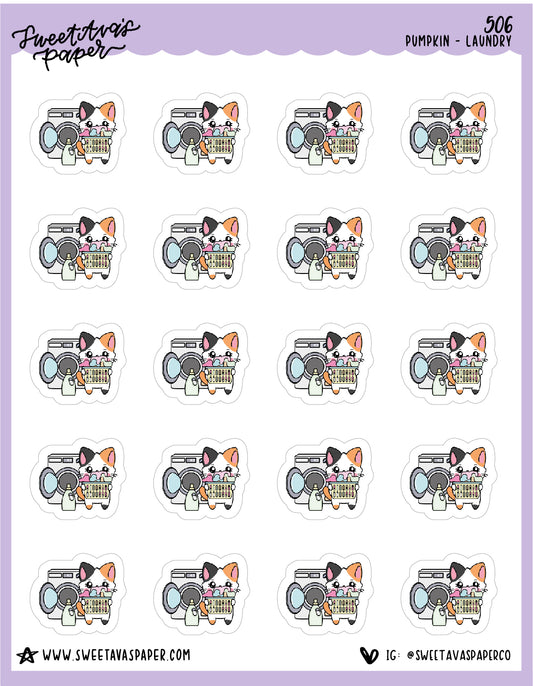 Laundry Planner Stickers - Pumpkin The Cat - [506]