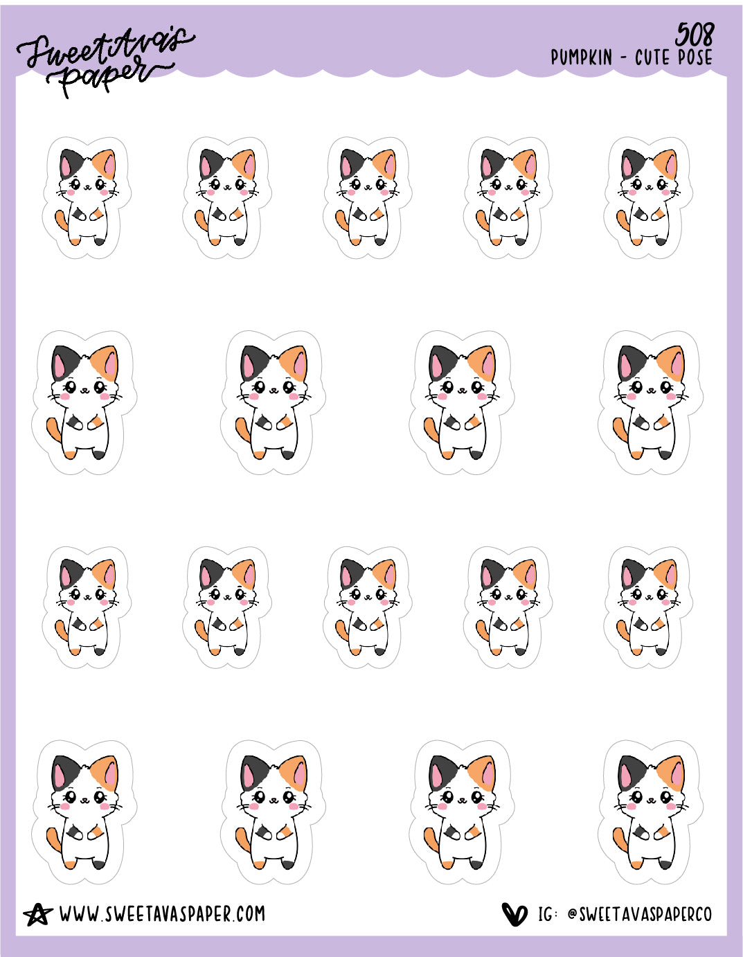 Looking Cute Planner Stickers - Pumpkin The Cat - [508]