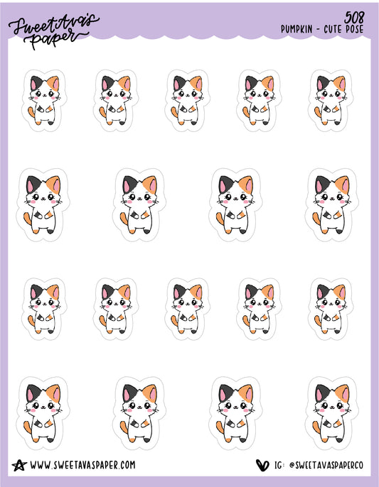 Looking Cute Planner Stickers - Pumpkin The Cat - [508]