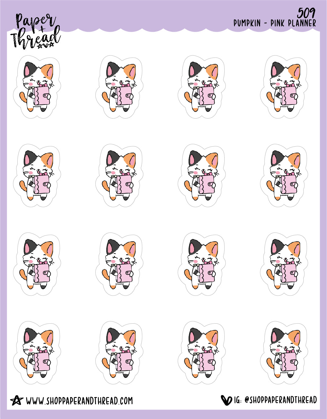 Planner Love Planner Stickers - Pumpkin The Cat - [509]