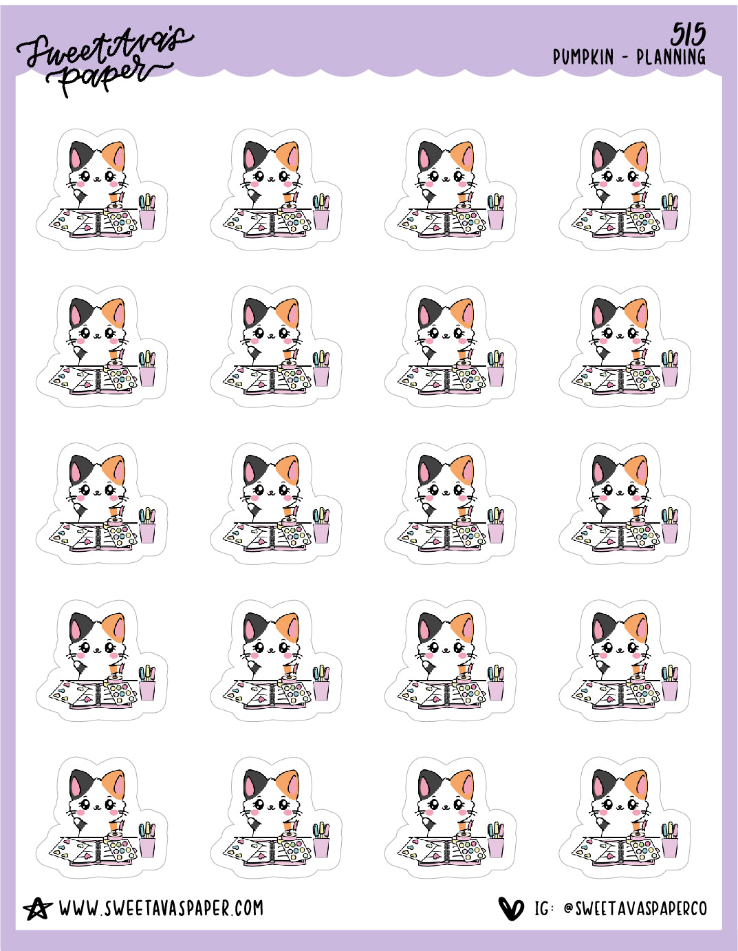 Planning With Stickers Planner Stickers - Pumpkin The Cat - [515]