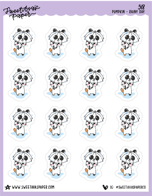 Panda Umbrella Planner Stickers - Pumpkin The Cat - [518]