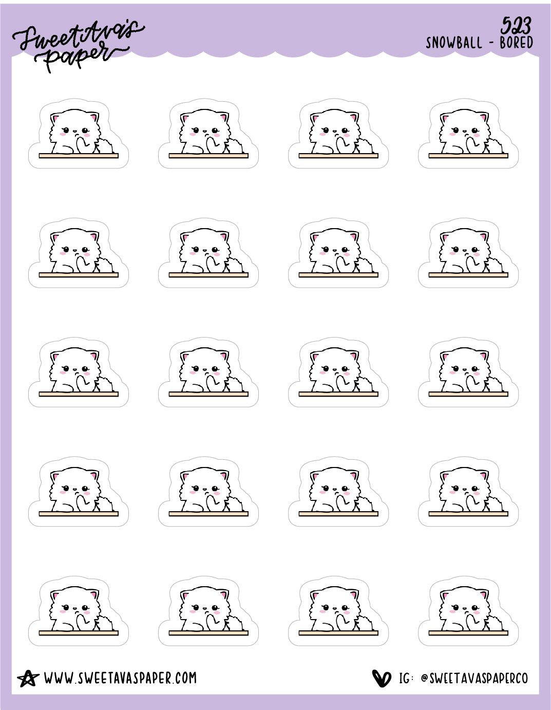 Bored Planner Stickers - Snowball The Cat - [523]