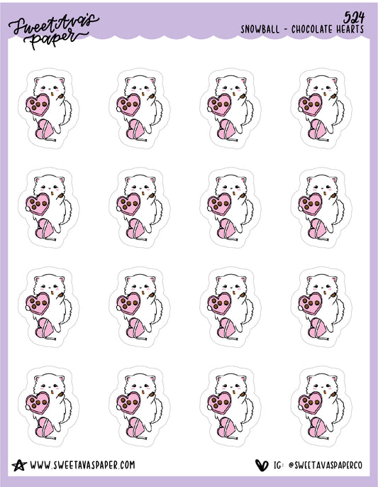 Box of Chocolates Planner Stickers - Snowball The Cat - [524]